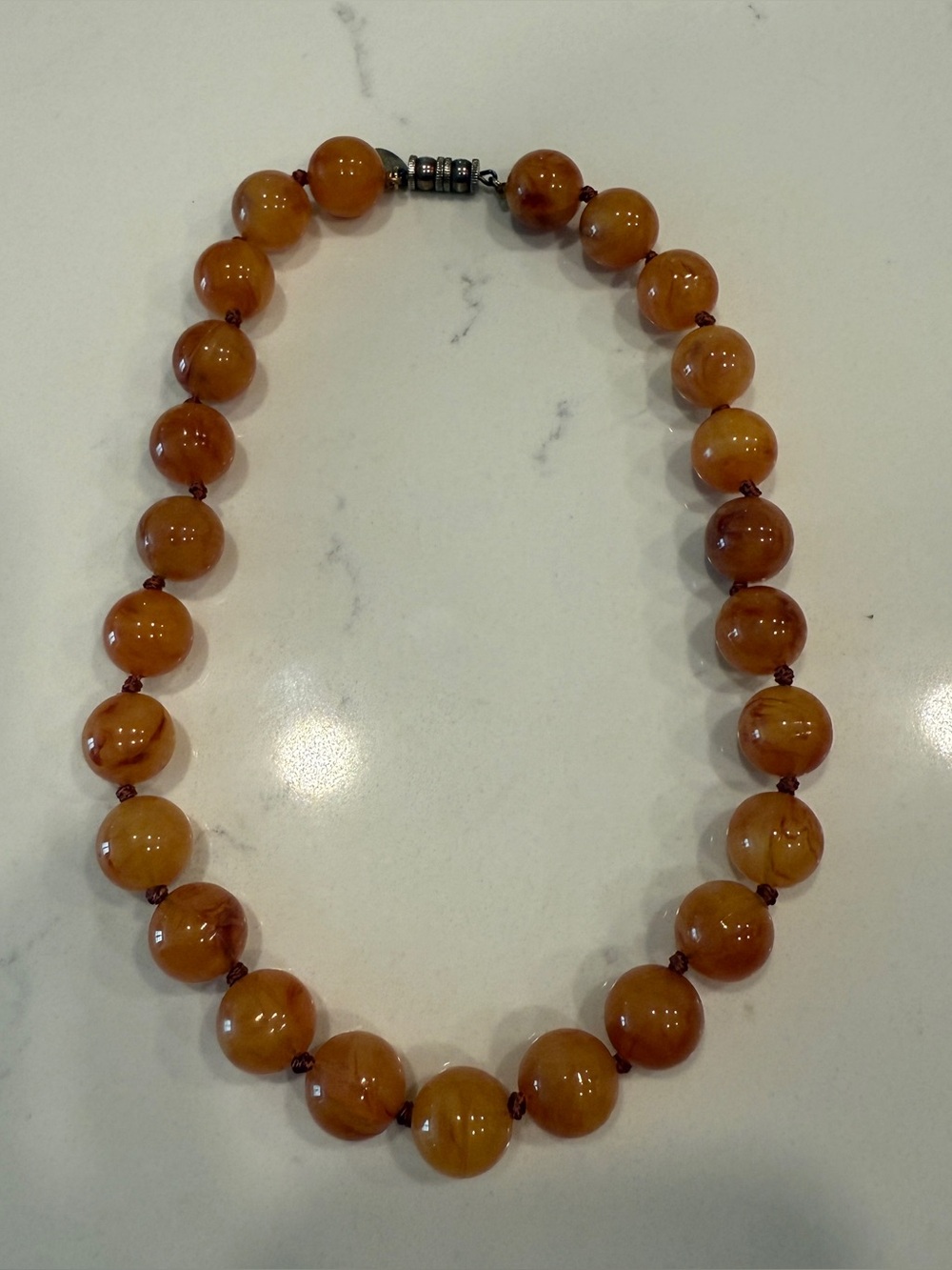 Vintage Les Bernard Orange Beaded Necklace